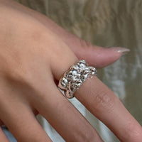 Double Layer Hearts Adjustable 925 Sterling Silver Ring