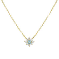 Blue and White Crystal Flower Sterling Silver Necklace