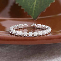 Holiday Flowers Garland 925 Sterling Silver Adjustable Ring