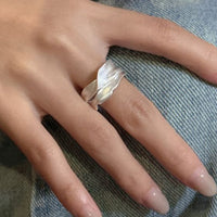 Matte Irregular Silver River Ring