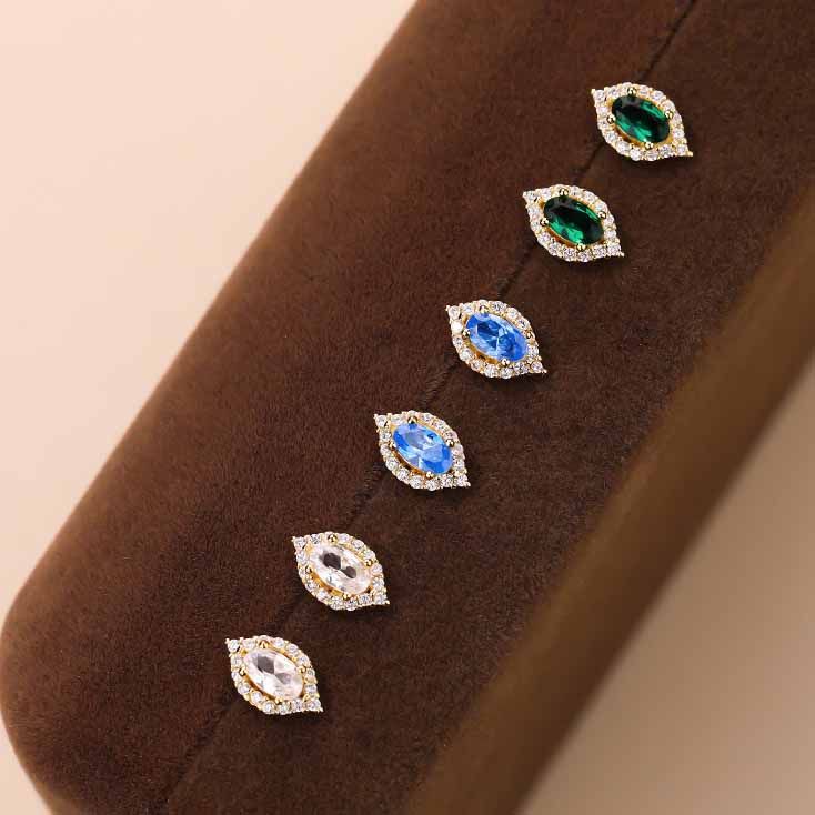 Mini Oval Crystal Stud Earrings
