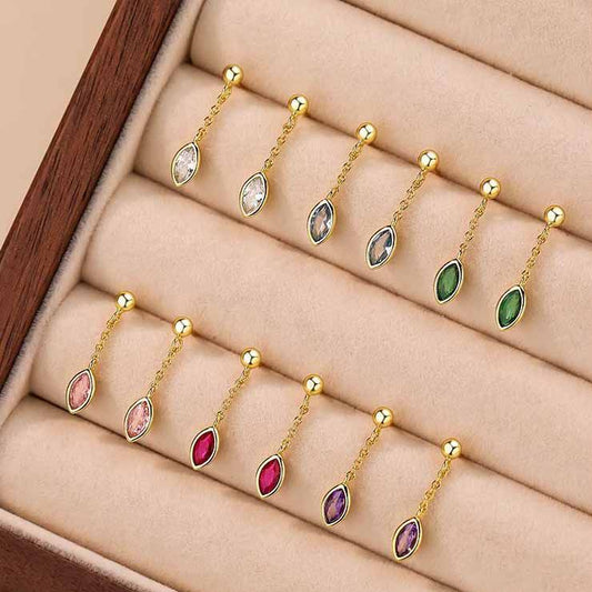 Colorful CZ Sterling Silver Dangle Earrings