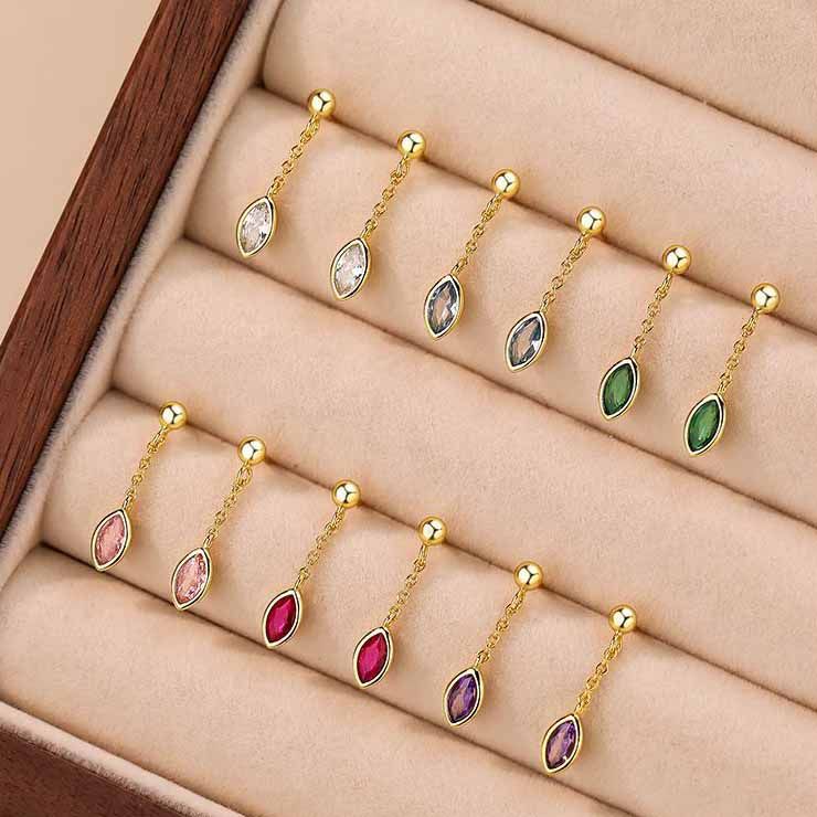 Colorful Crystal Sterling Silver Dangle Earrings