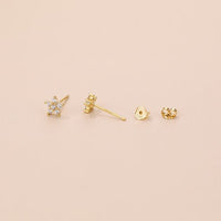 Colorful Crystal Flower Stud Earrings in 925 Sterling Silver