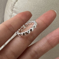Beaded Adjustable Ring in 925 Sterling Silver