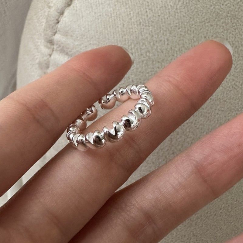 Beaded Adjustable Ring in 925 Sterling Silver