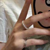 Beaded Adjustable Ring in 925 Sterling Silver