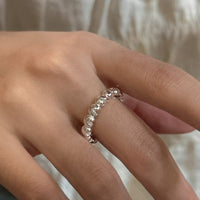 Beaded Adjustable Ring in 925 Sterling Silver