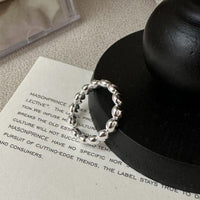 Beaded Adjustable Ring in 925 Sterling Silver