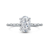Elegant Oval Flower Cubic Zirconia Adjustable Ring, 925 Sterling Silver