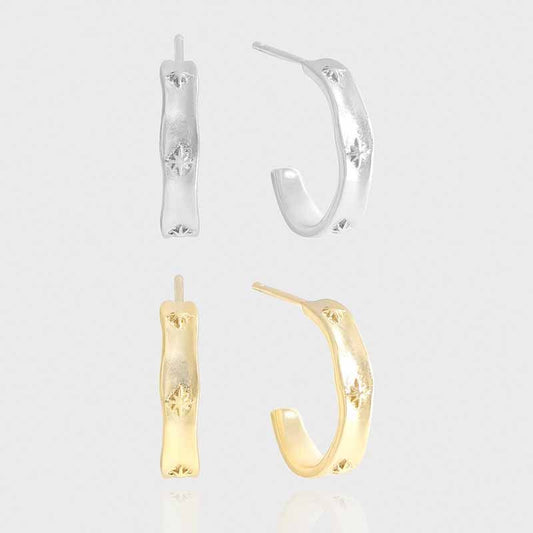 Shining Star 925 Sterling Silver Hoop Earrings