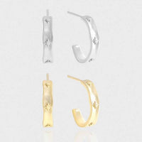 Shining Star 925 Sterling Silver Hoop Earrings