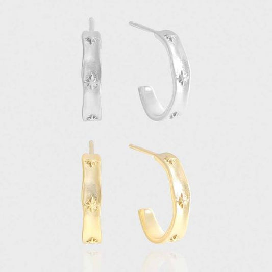 Shining Star 925 Sterling Silver Hoop Earrings