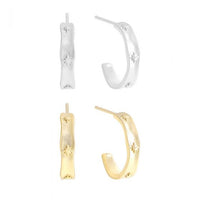 Shining Star 925 Sterling Silver Hoop Earrings