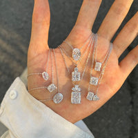 White Crystal Multi-Shape Pendant Necklace in 925 Sterling Silver