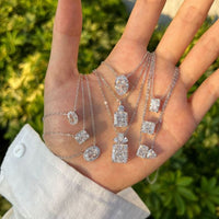 White Crystal Multi-Shape Pendant Necklace in 925 Sterling Silver