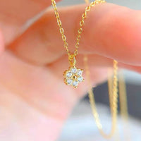 Mini Crystal Flower Necklace, 925 Sterling Silver