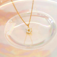 Mini Crystal Flower Necklace, 925 Sterling Silver