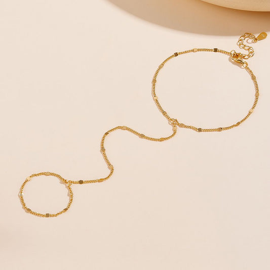 Honey Moon Glitter Chain 925 Sterling Silver Bracelet and Ring Set