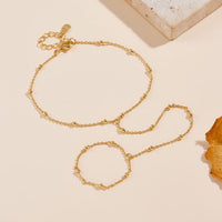 Shining Bead Chain Bracelet and Ring Set, 925 Sterling Silver