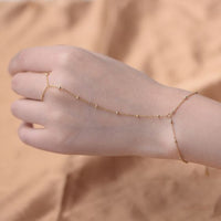 Shining Bead Chain Bracelet and Ring Set, 925 Sterling Silver