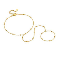 Shining Bead Chain Bracelet and Ring Set, 925 Sterling Silver