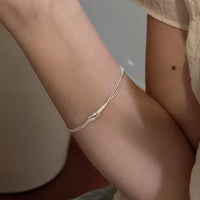 Minimal Double Layer 925 Sterling Silver Bracelet