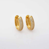Micro-Setting Crystal Circle Hoop Earrings, 925 Sterling Silver