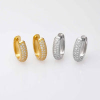 Micro-Setting Crystal Circle Hoop Earrings, 925 Sterling Silver