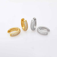 Micro-Setting Crystal Circle Hoop Earrings, 925 Sterling Silver