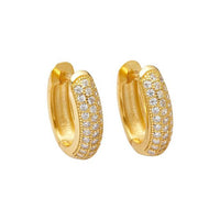 Micro-Setting Crystal Circle Hoop Earrings, 925 Sterling Silver