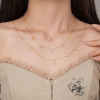Colorful Crystal Four-Leaf Clover and Butterfly Necklace & Bracelet