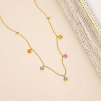 Colorful Crystal Four-Leaf Clover and Butterfly Necklace & Bracelet