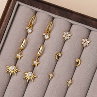 Sunshine, Flower, Star & Moon 925 Sterling Silver Earrings