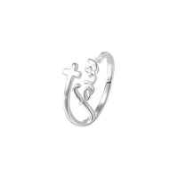 Anniversary Cross Faith Sterling Silver Adjustable Ring