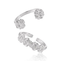 925 Sterling Silver Rose Flower Adjustable Ring