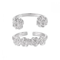 925 Sterling Silver Rose Flower Adjustable Ring