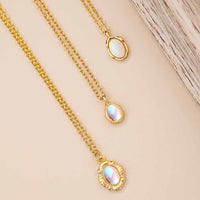 Friend's Irregular Oval Crystal Necklace in 925 Sterling Silver