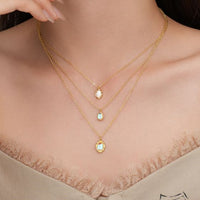 Friend's Irregular Oval Crystal Necklace in 925 Sterling Silver
