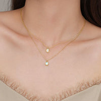Friend's Irregular Oval Crystal Necklace in 925 Sterling Silver