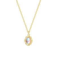 Friend's Irregular Oval Crystal Necklace in 925 Sterling Silver