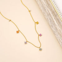 Colorful Crystal Four-Leaf Clover Necklace and Bracelet