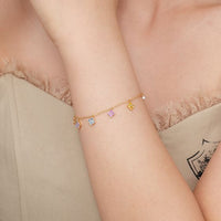 Colorful Crystal Four-Leaf Clover Necklace and Bracelet