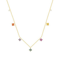 Colorful Crystal Four-Leaf Clover Necklace and Bracelet
