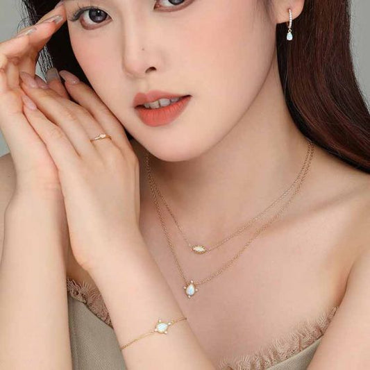 Oval Created Opal 925 Sterling Silver Adjustable Set