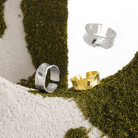 Irregular Wave Mini Baguette Crystal Adjustable Sterling Silver Ring