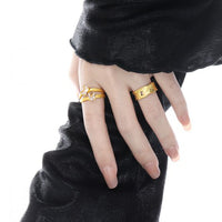 Irregular Wave Mini Baguette Crystal Adjustable Sterling Silver Ring
