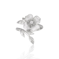 Rose Flower Adjustable Ring in 925 Sterling Silver