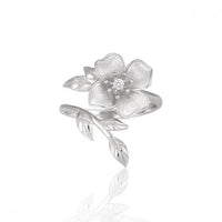Rose Flower Adjustable Ring in 925 Sterling Silver