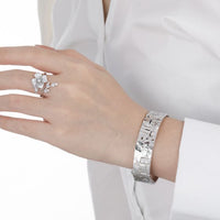 Rose Flower Adjustable Ring in 925 Sterling Silver